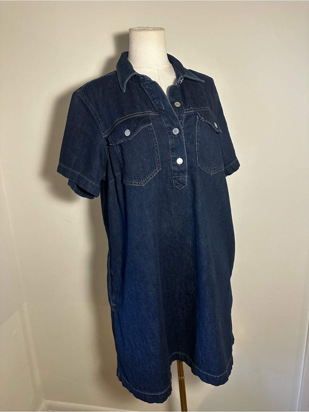 Gap Denim Short Sleeve Shirt Dress – Size Large 100% Cotton - Picture 7 of 15